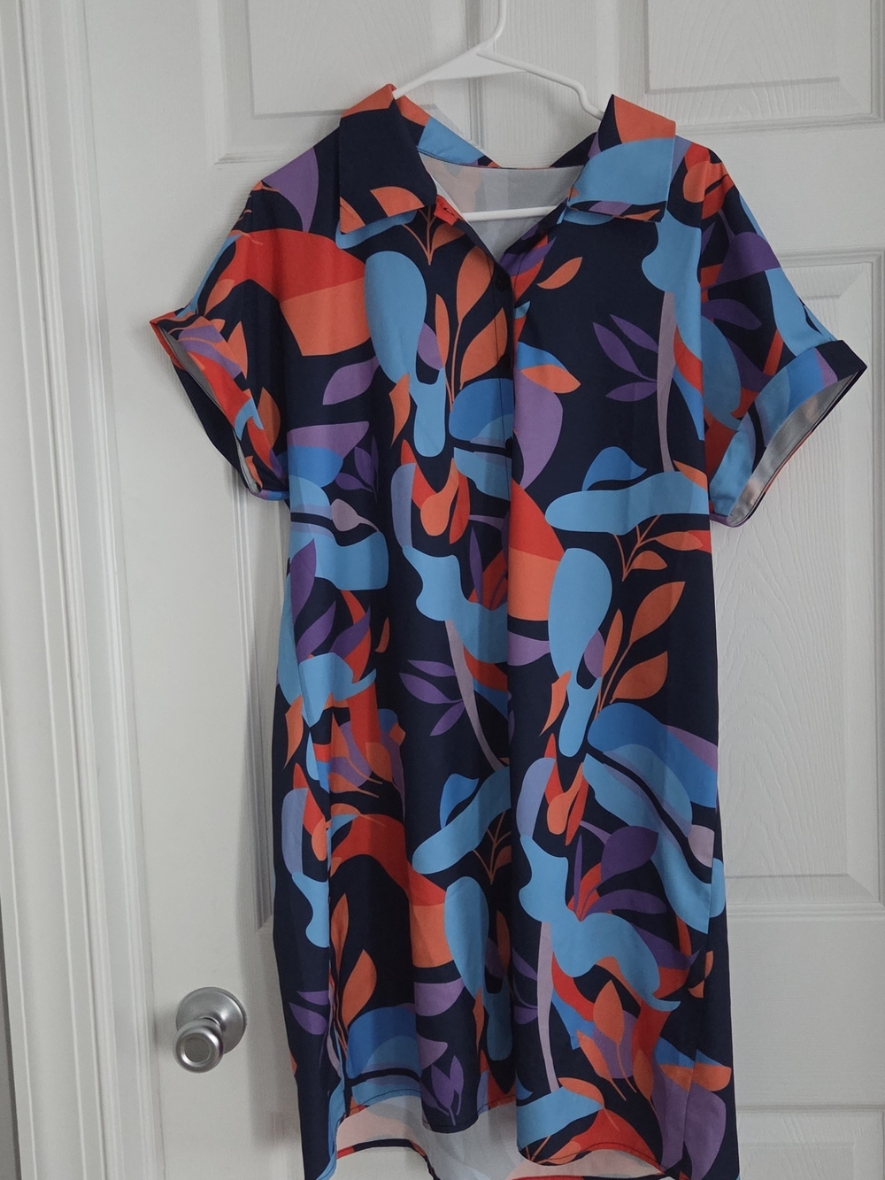 Source Unknown Navy Abstract Floral Maxi Dress with Blue, Red & Purple Motif